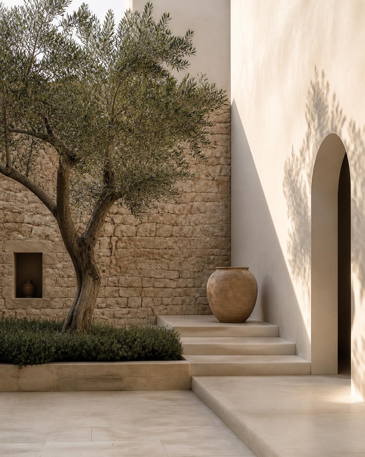 Quiet courtyard detail from a Pravium Spaces project